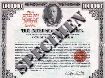 Образец облигации Казначейства США. Иллюстрация с сайта ustreas.gov
